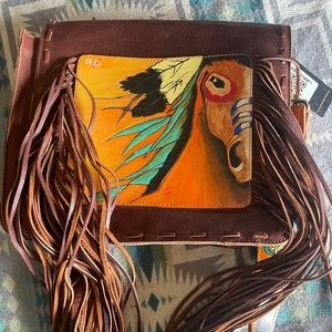 Painted war pony satchel style purse.